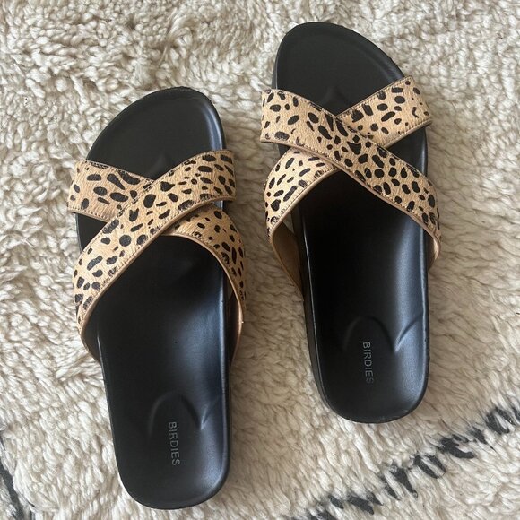 Birdies Robin Cheetah Calf Hair Slides 6.5 - Picture 1 of 4